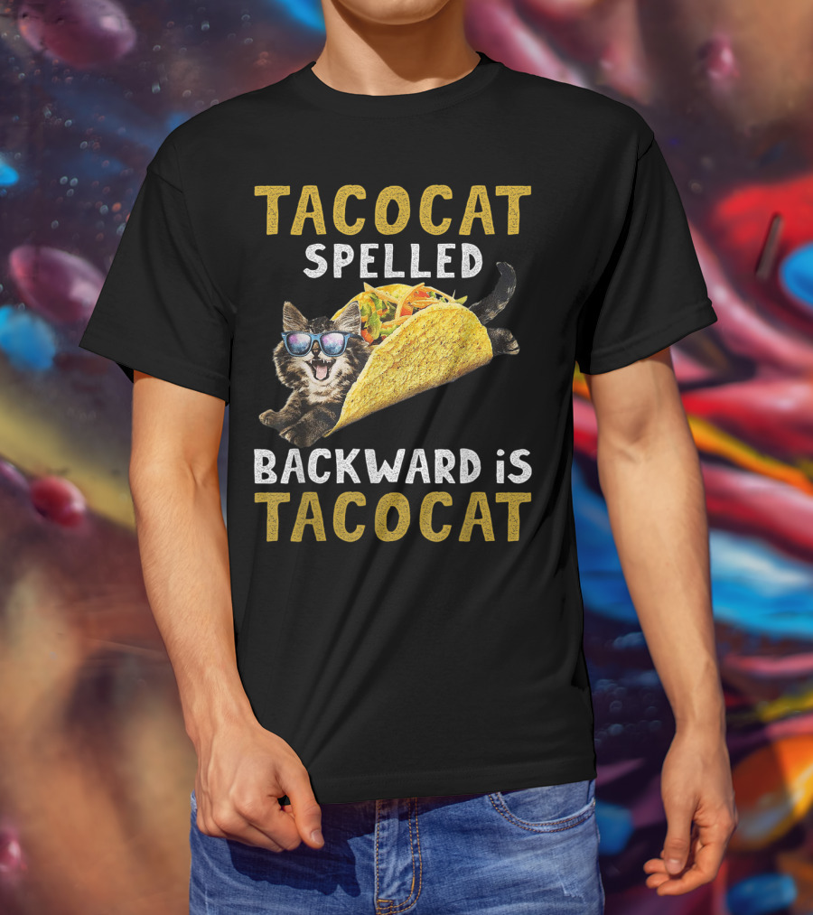 TacoCat Spelled Backward Is Tacocat Sunglasses Cool Cat Taco T-Shirt