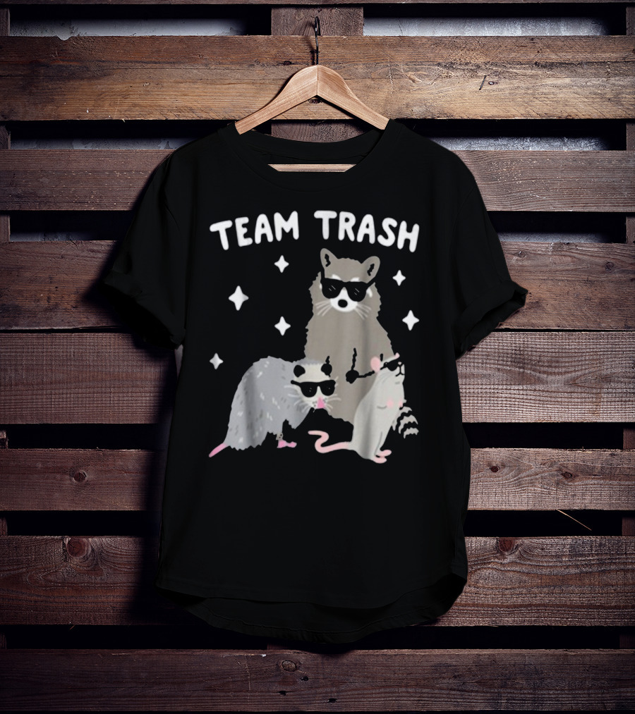 Team Trash Opossum Raccoon Rat With Sunglasses And Stars T-Shirt