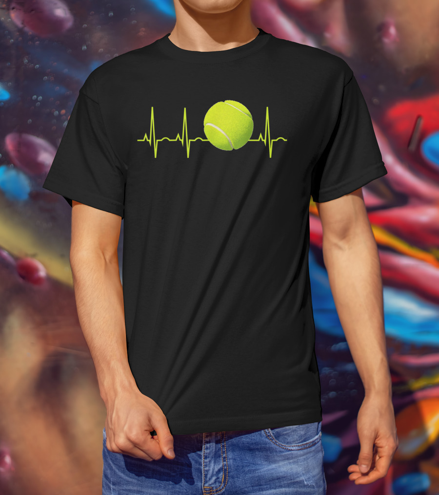 Tennis Lover Heartbeat Tennis Ball T-Shirt