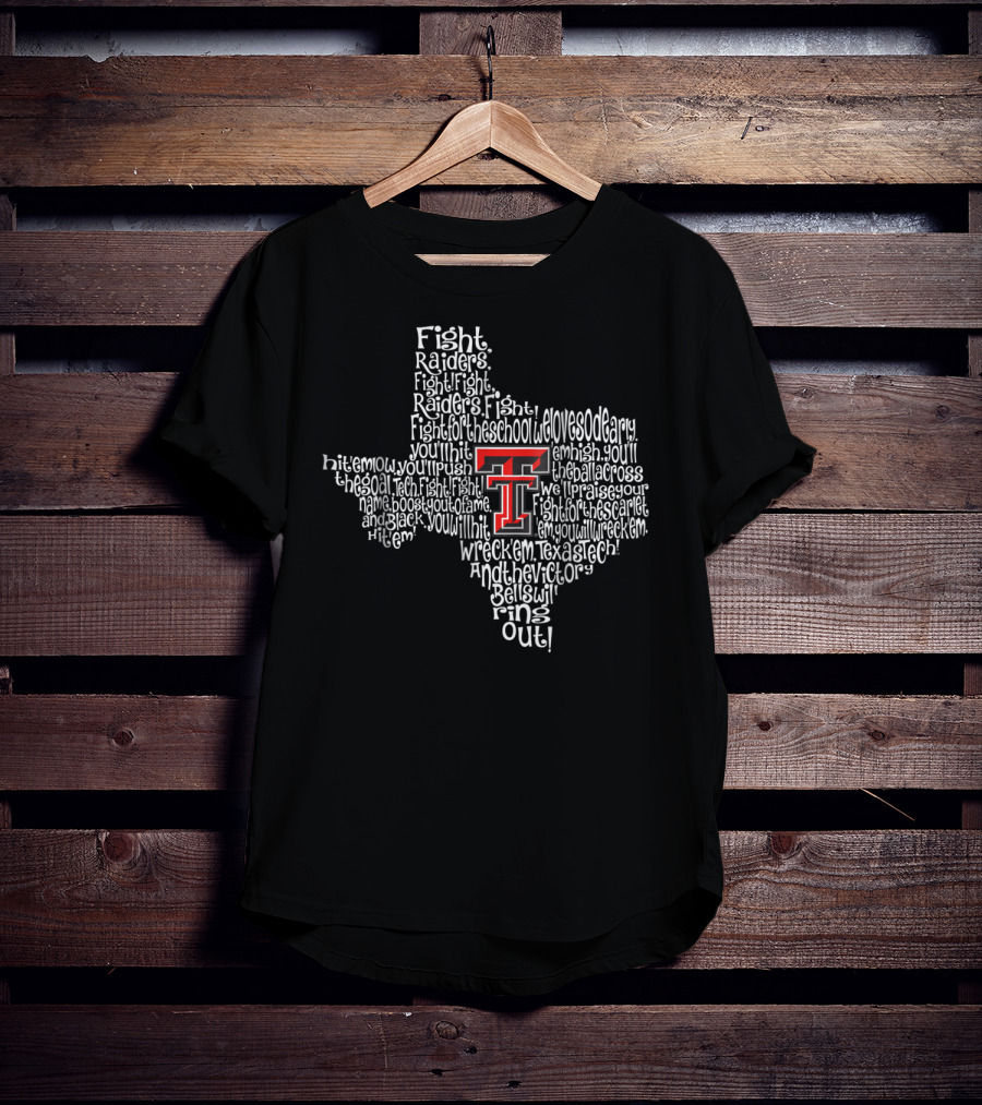 Texas Tech Red Raiders Fight Song Map Texas Shape T-Shirt