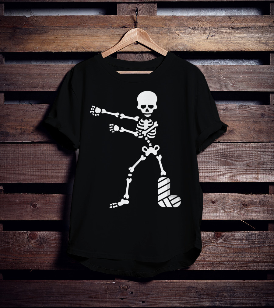 The Floss Dance Skeleton With Broken Leg Plaster Cast T-Shirt