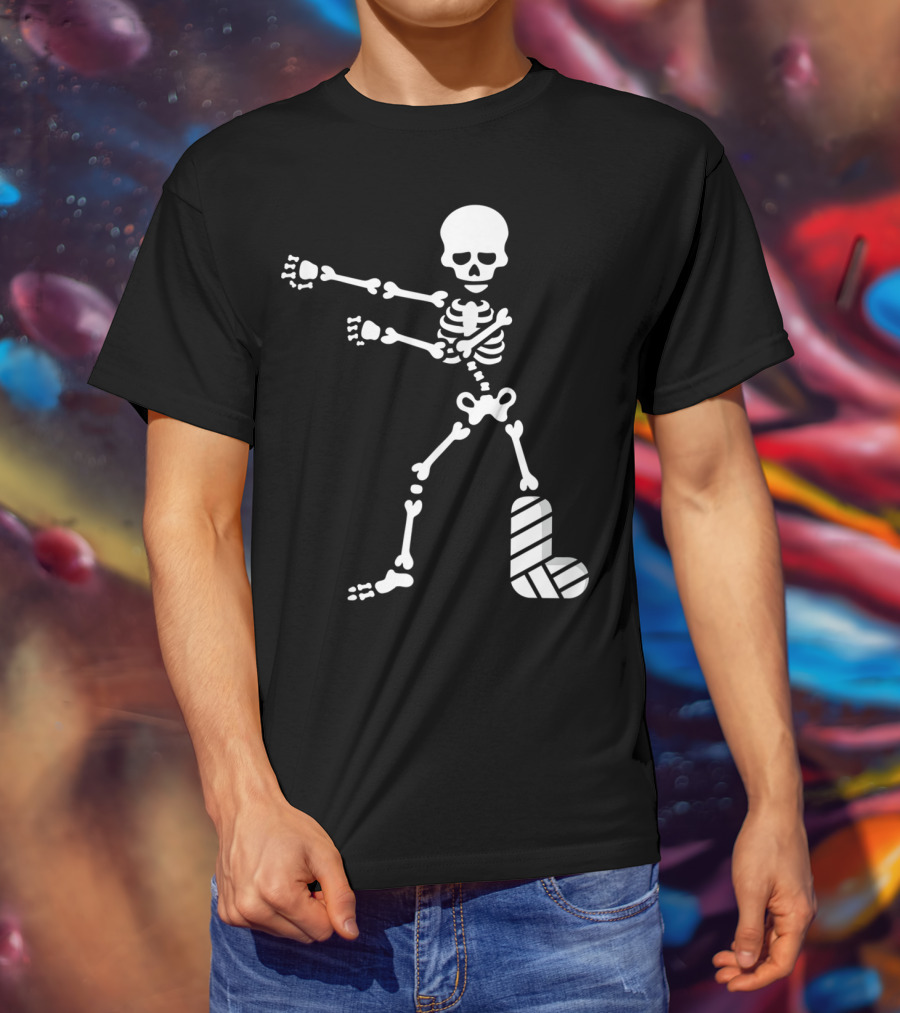 The Floss Dance Skeleton With Broken Leg Plaster Cast T-Shirt