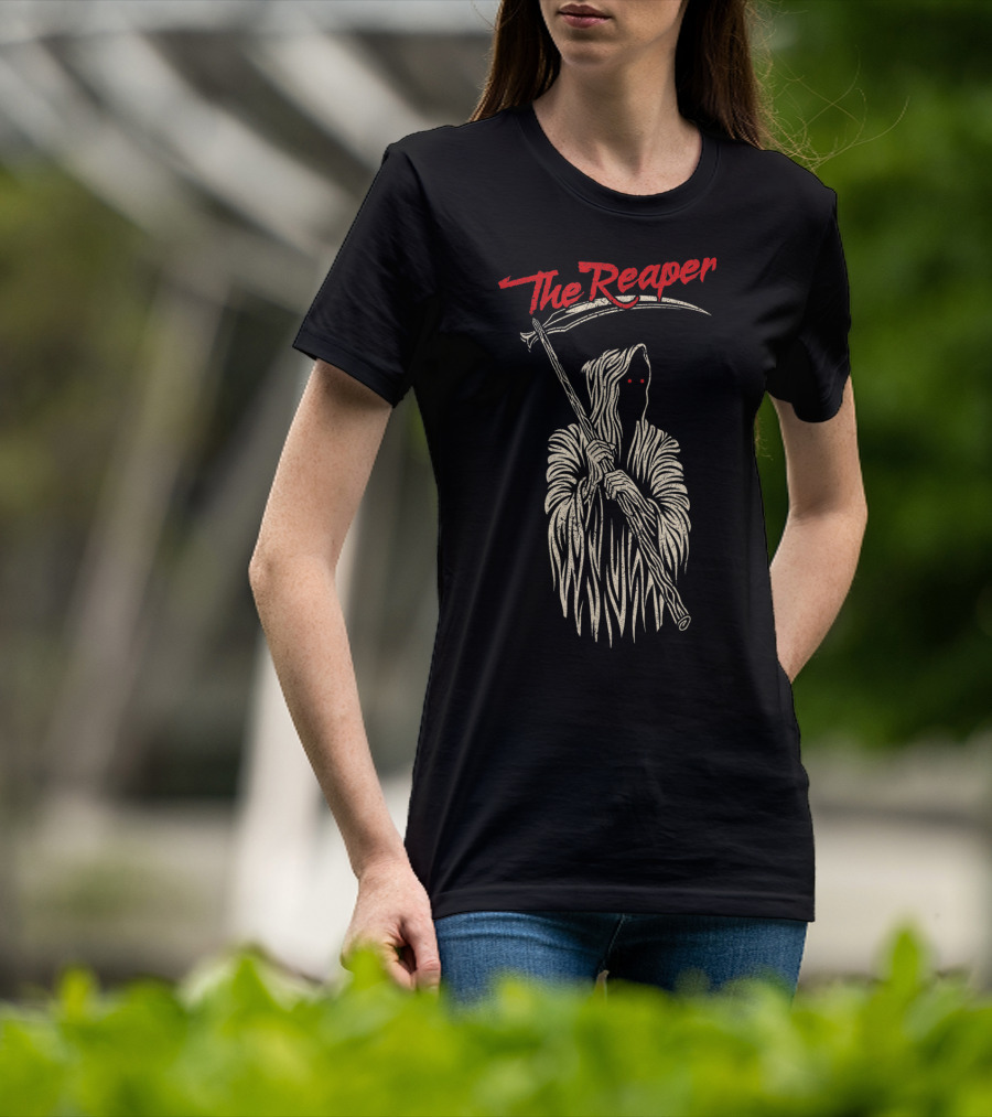 The Reaper Cloaked Scythe Bearer With Red Eyes T-Shirt