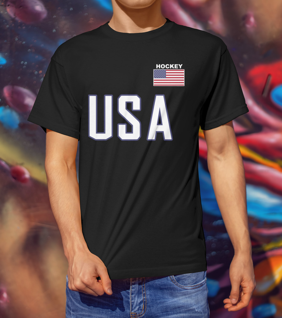 USA Flag Hockey Pocket Equipment Jacket T-Shirt