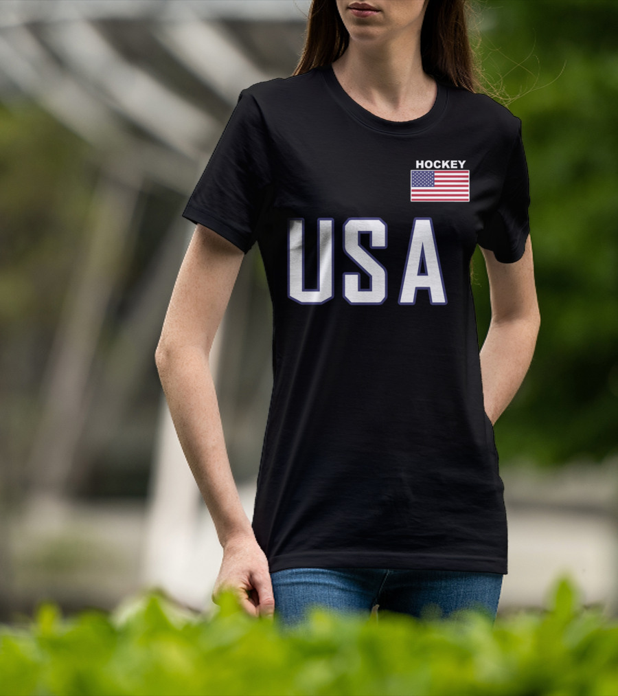 USA Flag Hockey Pocket Equipment Jacket T-Shirt