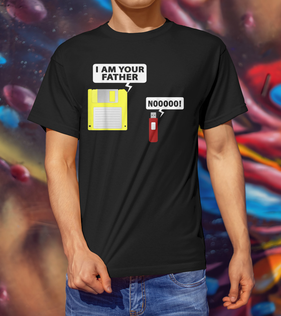 USB Floppy Disk I Am Your Father Nooooo Funny Geek Computer T-Shirt