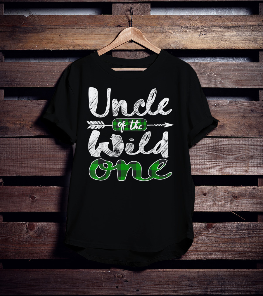Uncle Of The Wild One Irish Green Plaid Arrow T-Shirt