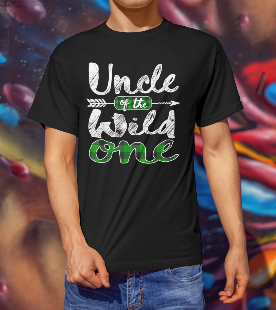 Uncle Of The Wild One Irish Green Plaid Arrow T-Shirt