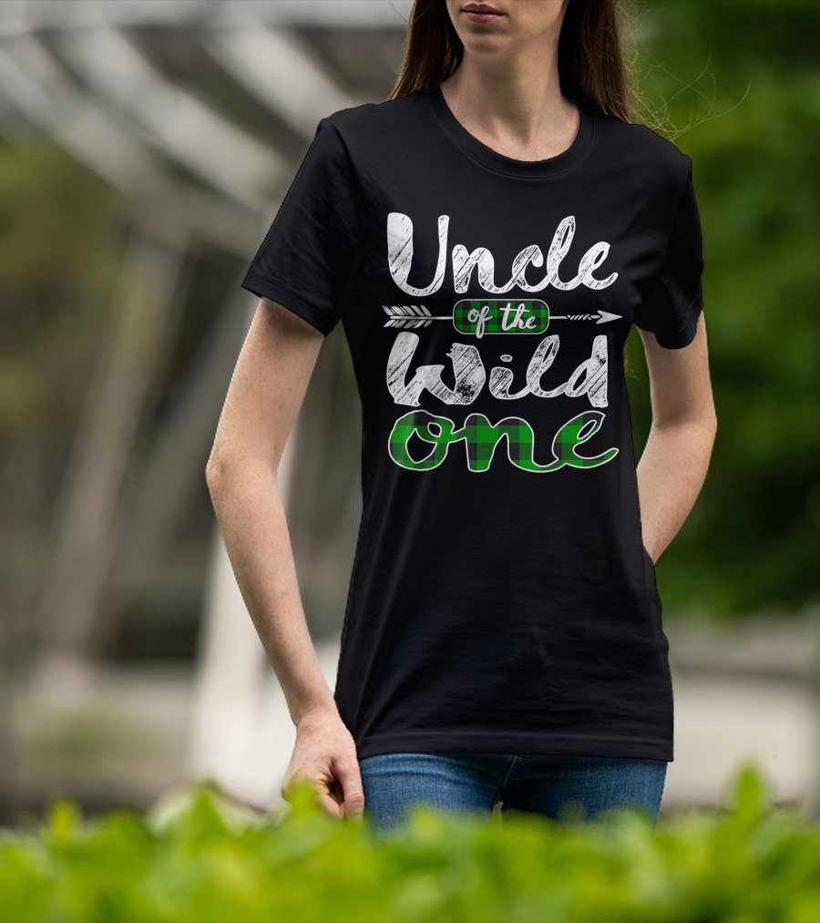 Uncle Of The Wild One Irish Green Plaid Arrow T-Shirt