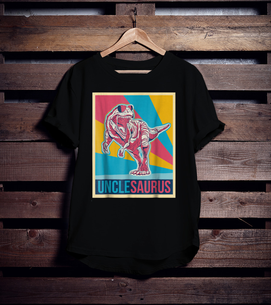 Unclesaurus Retro T-Rex Dinosaur Sunglasses Multicolor T-Shirt