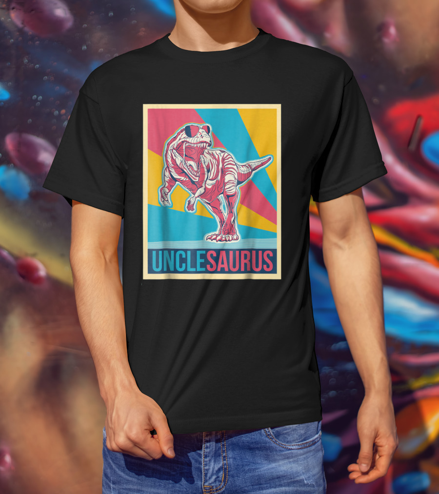 Unclesaurus Retro T-Rex Dinosaur Sunglasses Multicolor T-Shirt