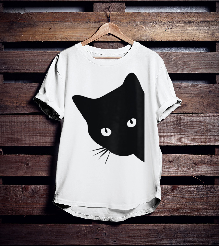 Cat Lover Ladies Spy Cat Hidden Peeking Cat T-Shirt