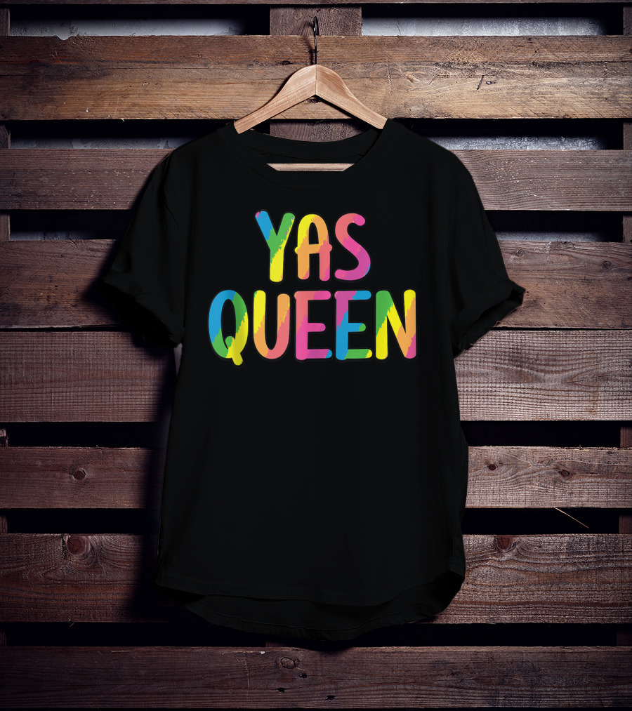 Yas Queen Colorful Pride Letters T-Shirt