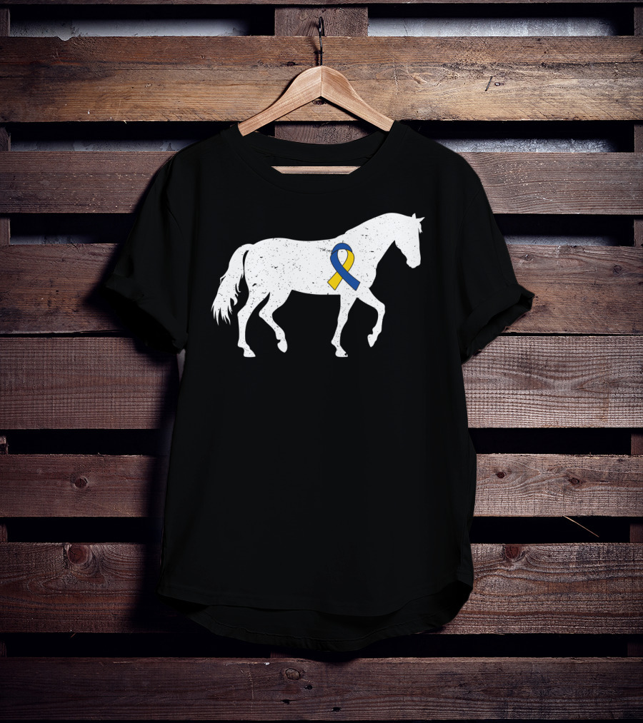 Horse Down Syndrome Awareness Blue Yellow T-Shirt