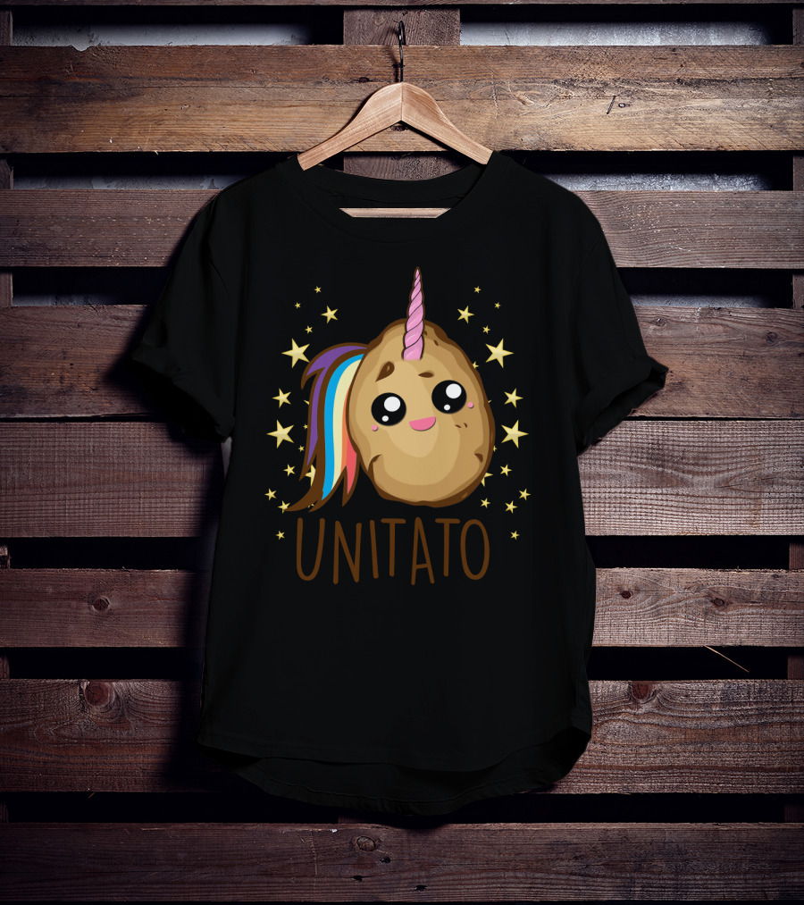 Funny Potato Unicorn UNITATO Cute Starry Rainbow Horn T-Shirt