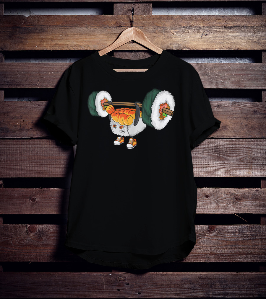 Funny Sushi Roll Weightlifting Gym Japanese Food Humor T-Shirt