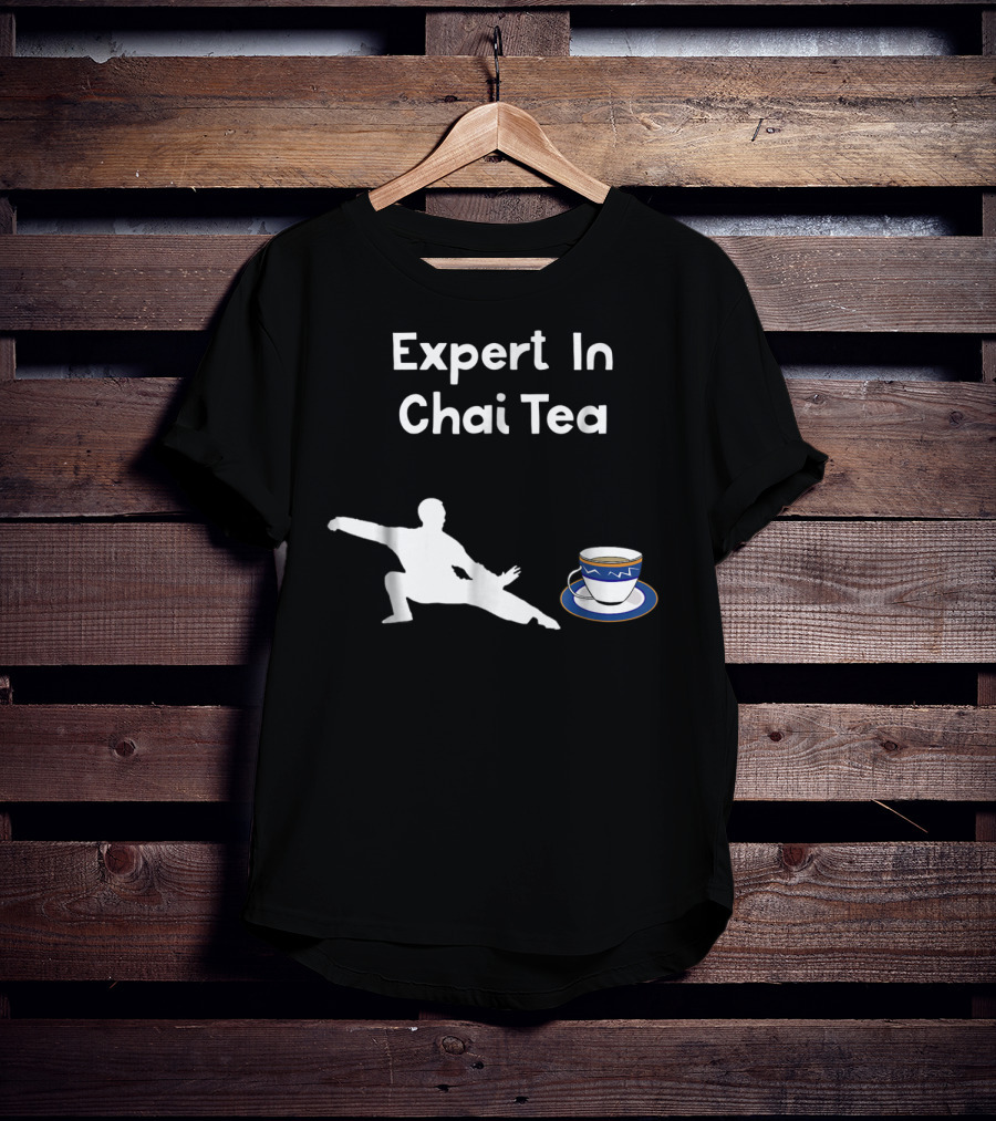 Funny Tai Chi Expert In Chai Tea Barista With Martial Arts Silhouette And Teacup T-Shirt