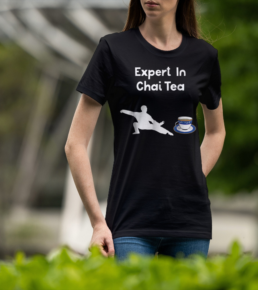 Funny Tai Chi Expert In Chai Tea Barista With Martial Arts Silhouette And Teacup T-Shirt