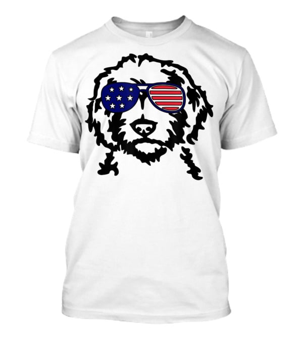 Golden Doodle Patriotic Sunglasses American Flag T-Shirt