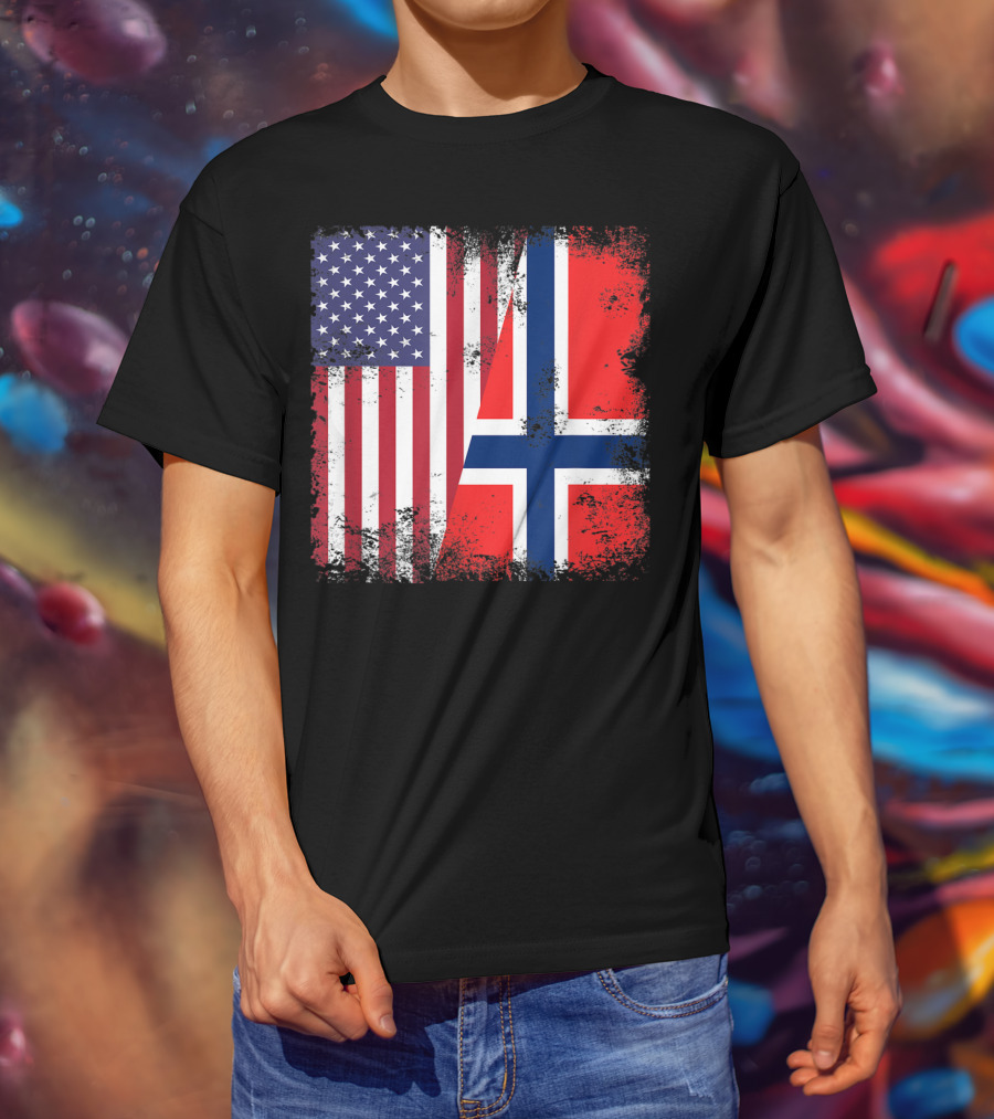 USA Norway Half Flag T-Shirt