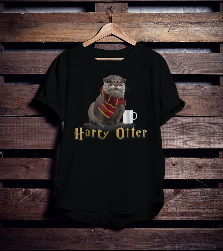 Harry Otter Magic Mug In Gryffindor Scarf T-Shirt