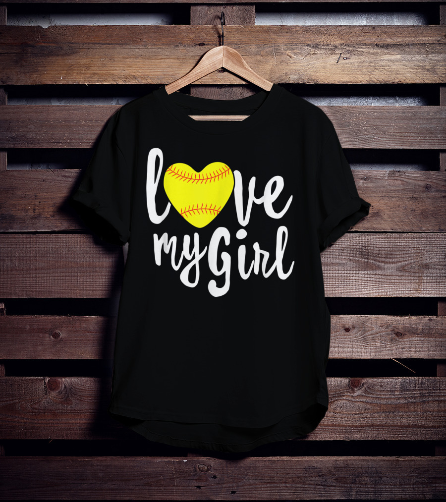 Love My Girl Softball Heart T-Shirt