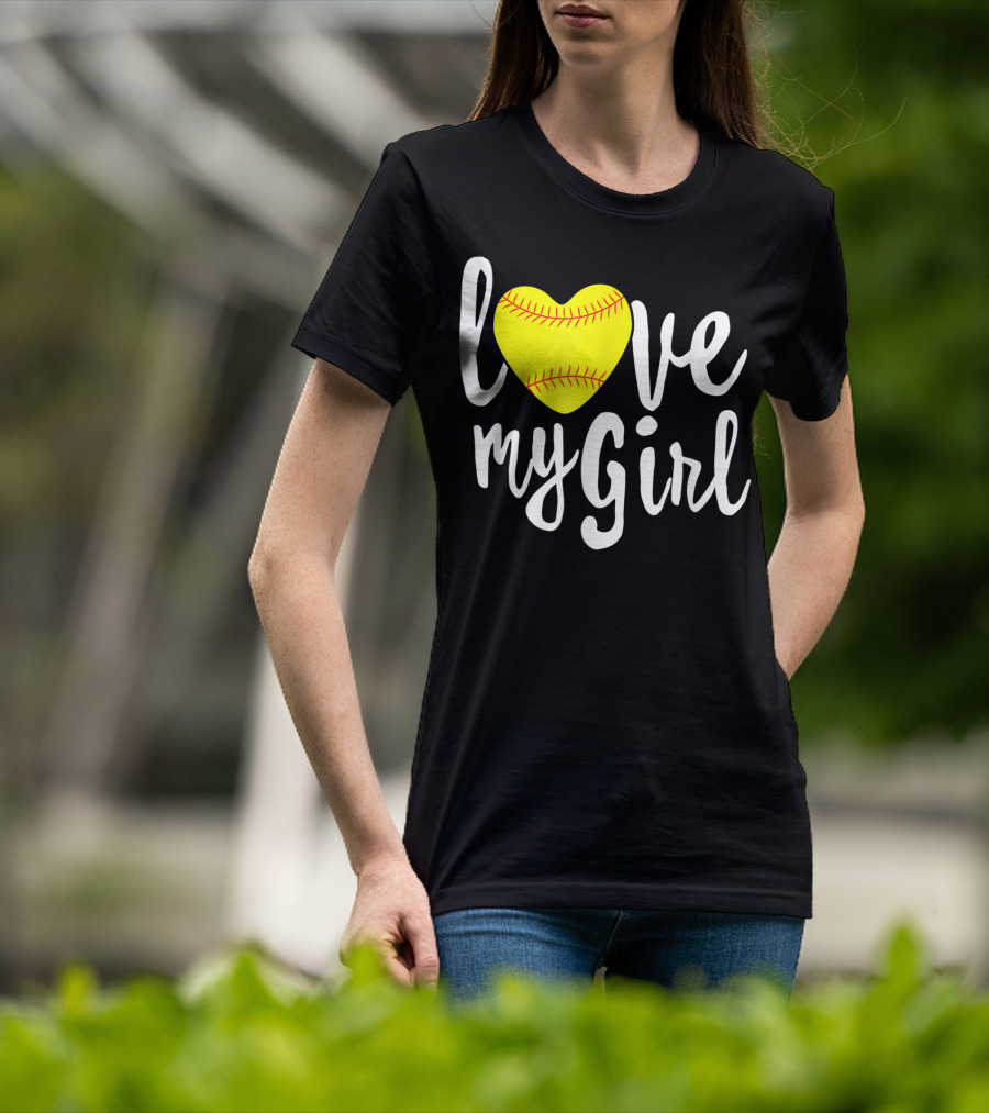 Love My Girl Softball Heart T-Shirt
