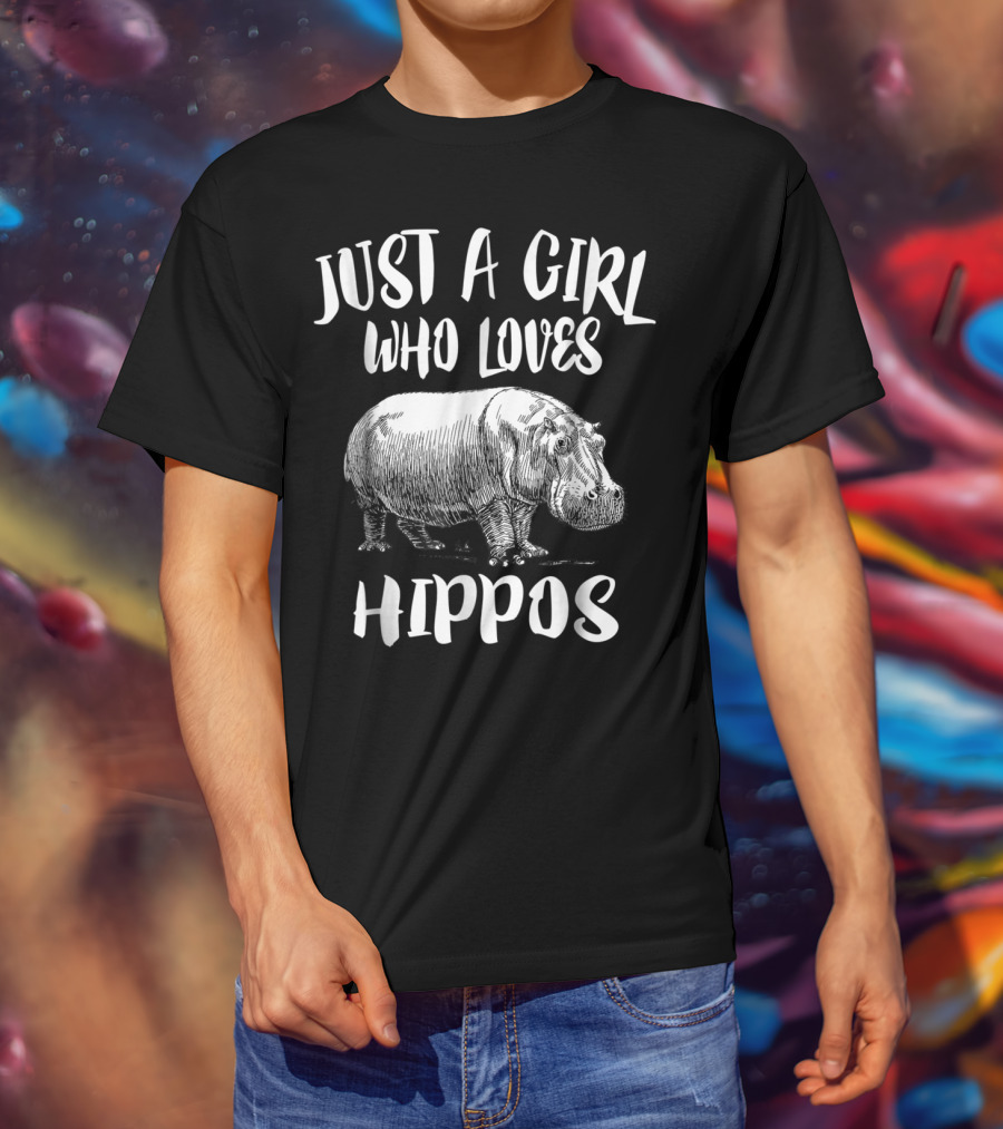 Just A Girl Who Loves Hippos Funny Animal T-Shirt