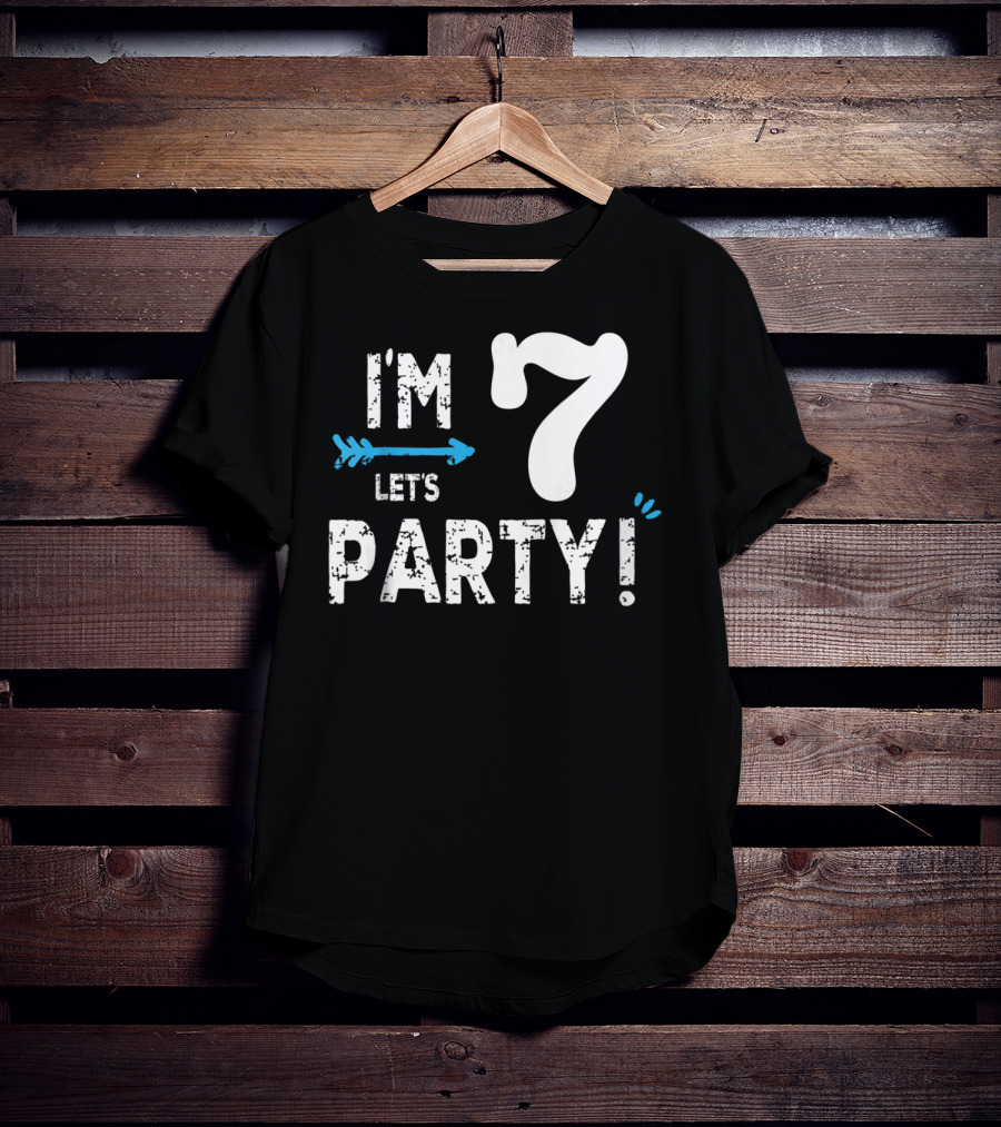 I'm 7 Let's Party Kids Birthday Boy 7th Birt T-Shirt