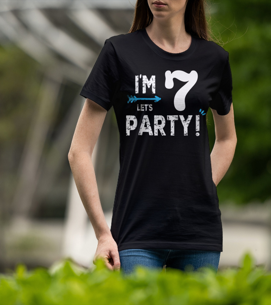 I'm 7 Let's Party Kids Birthday Boy 7th Birt T-Shirt