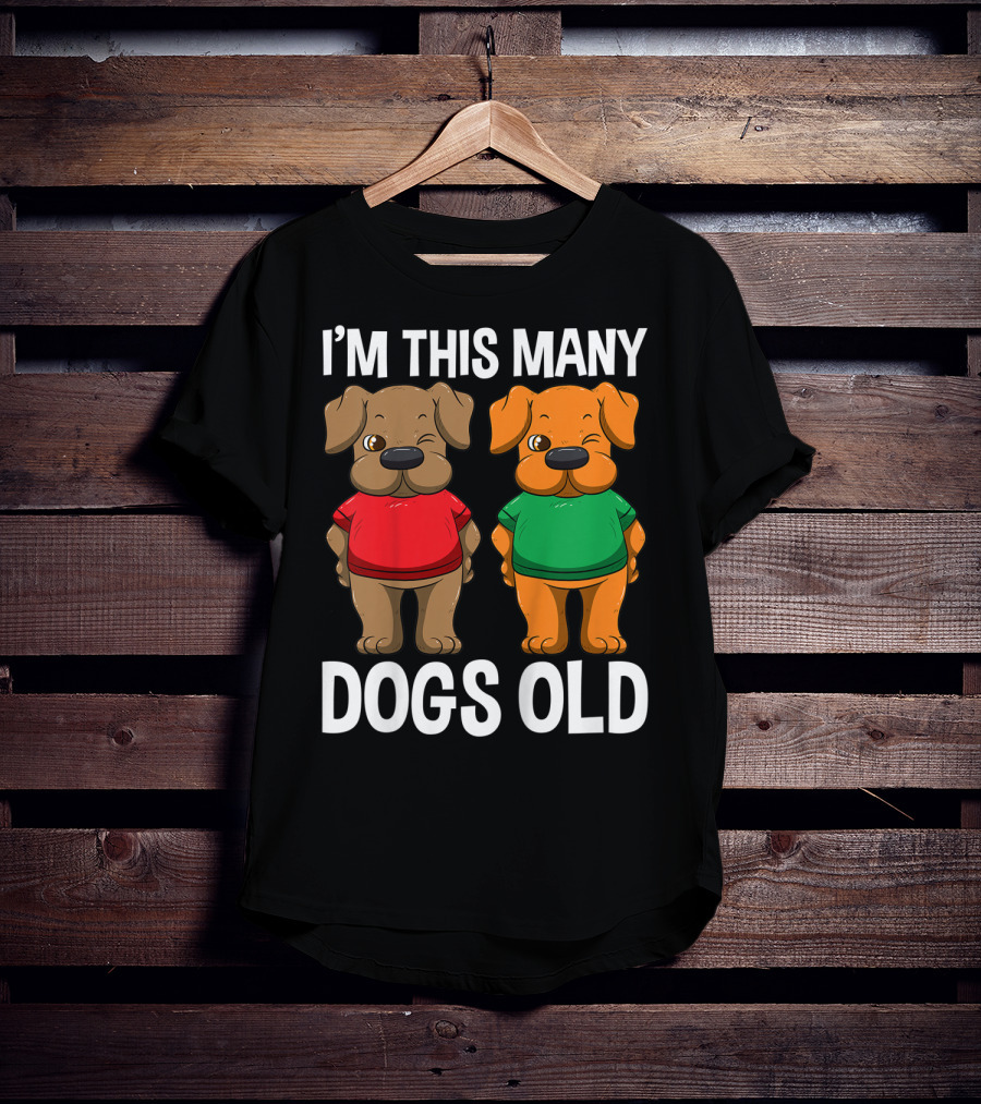 I'm This Many Dogs Old Cute Kids 2 Yr Boy Girl Birthday T-Shirt