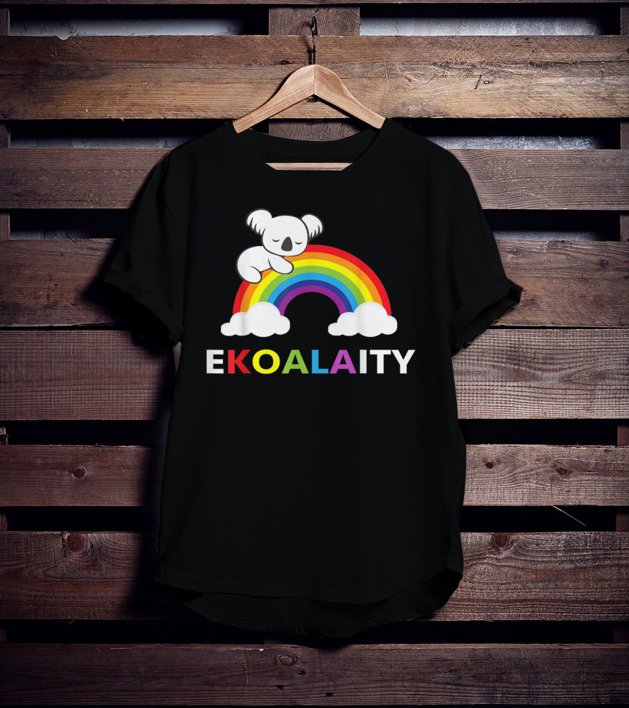EKOALAITY Koala Rainbow Flag Gay Pride T-Shirt