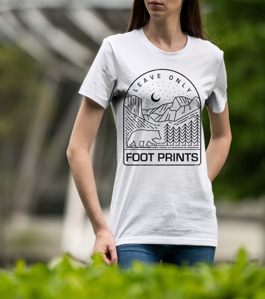 Leave Only Foot Prints Bear Mountain Night Sky Nature T-Shirt
