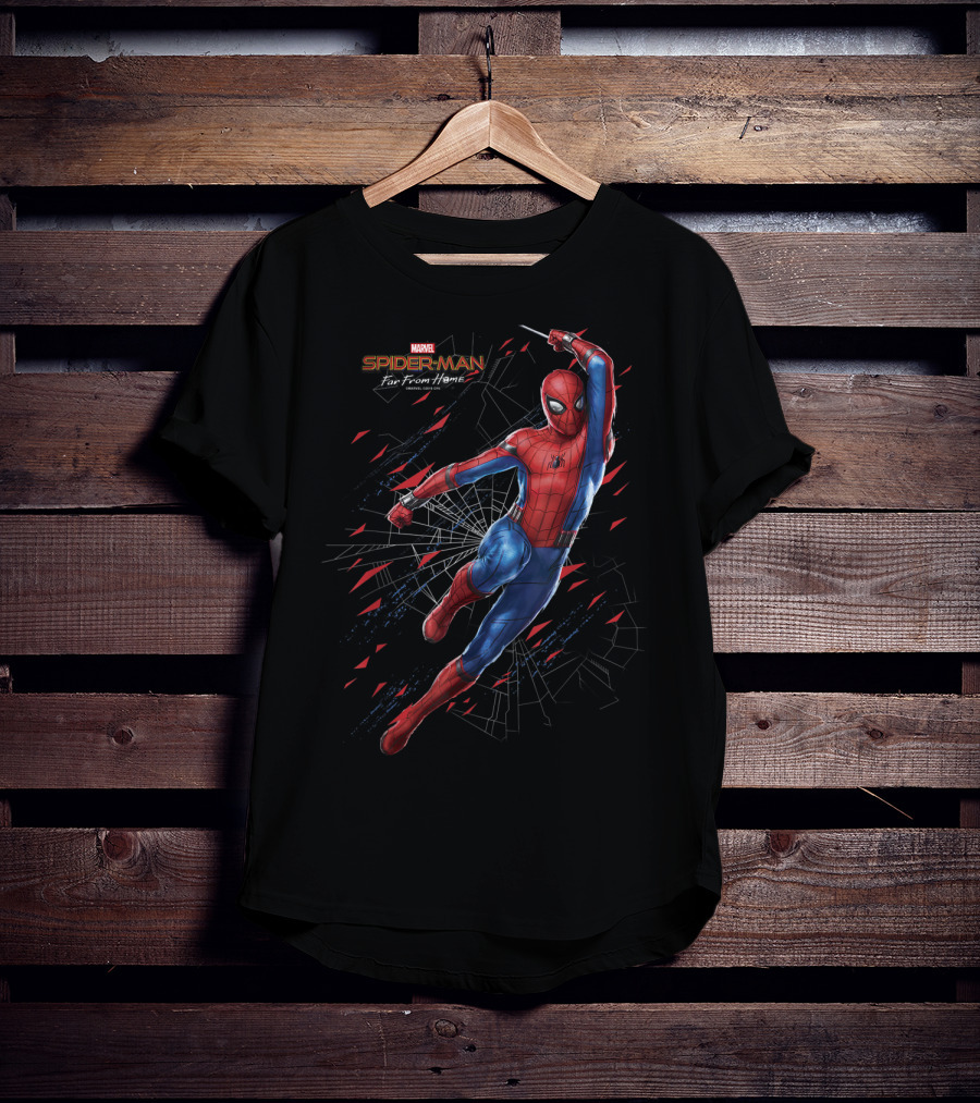 Marvel Spider Man Far From Home Web Swing Shatter Dynamic Action T-Shirt