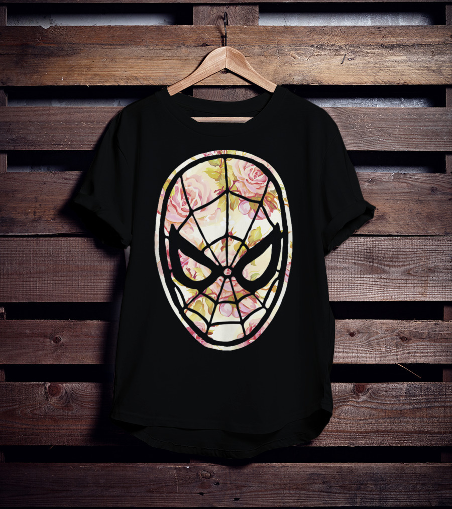 Marvel Spider Man Mask Floral Fill Floral T-Shirt