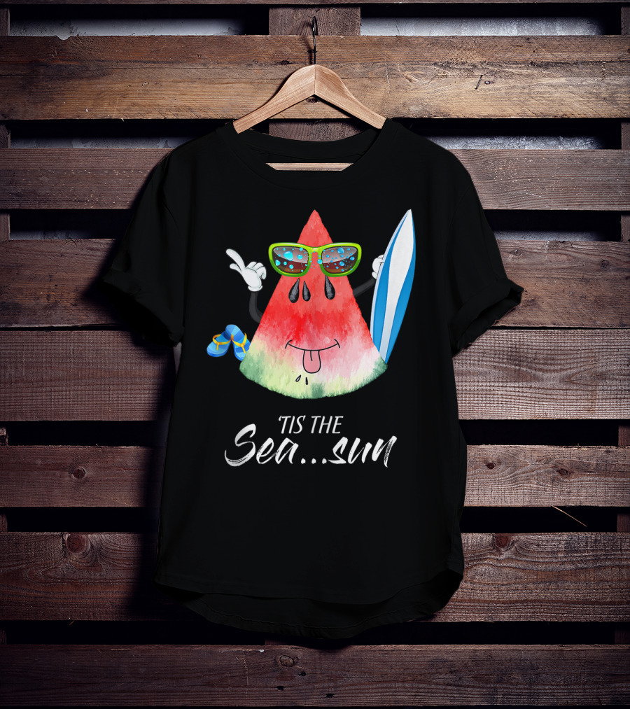 Tis The Sea Sun Melon Christmas Tree Summer Fun T-Shirt