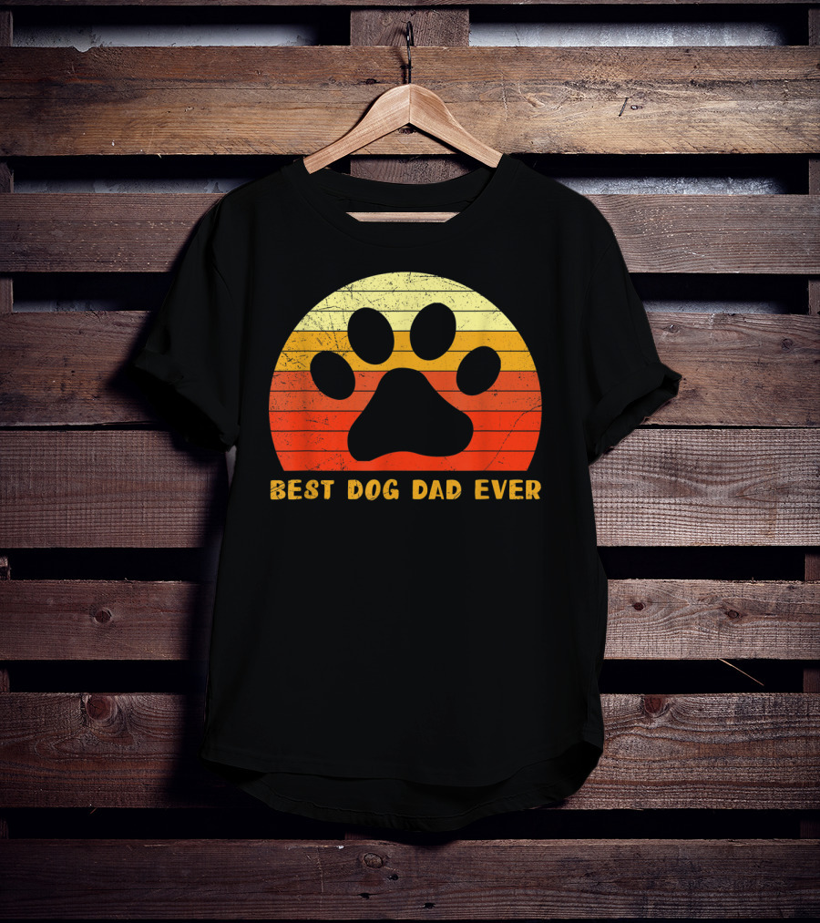 Best Dog Dad Ever Father's Day Retro Paw Prints T-Shirt