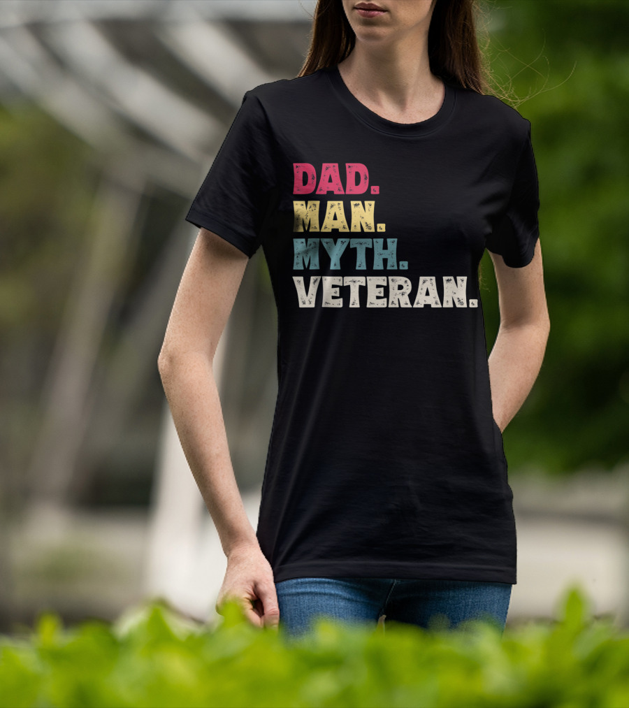 Dad Man Myth Veteran Father's Day Vinta T-Shirt