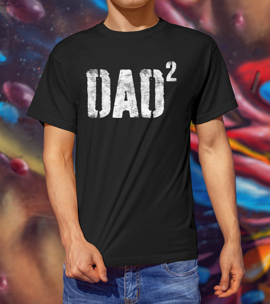 Mens Dad Squared Dad Of Two T-Shirt