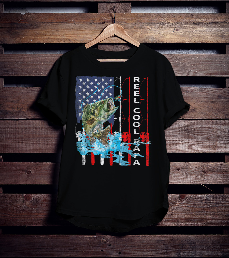 Reel Cool Papa American Flag Fish T-Shirt