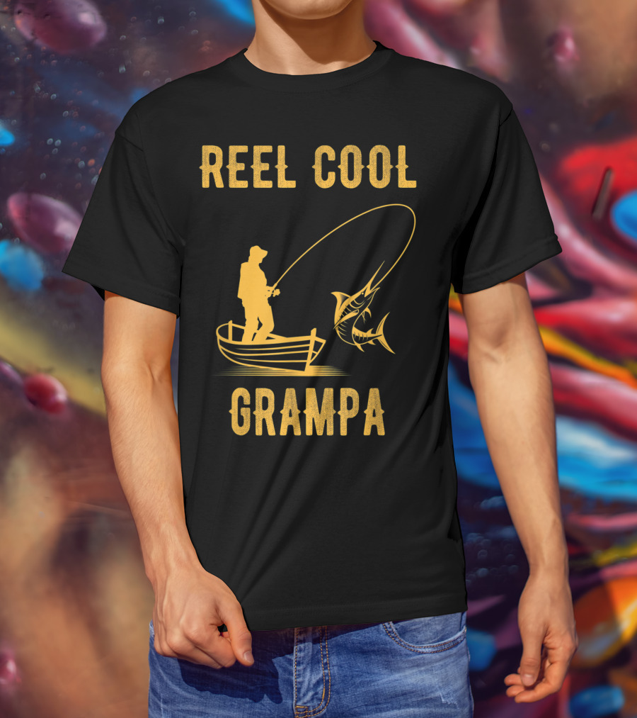 Reel Cool Grampa Fishing Boat And Catching Fish T-Shirt