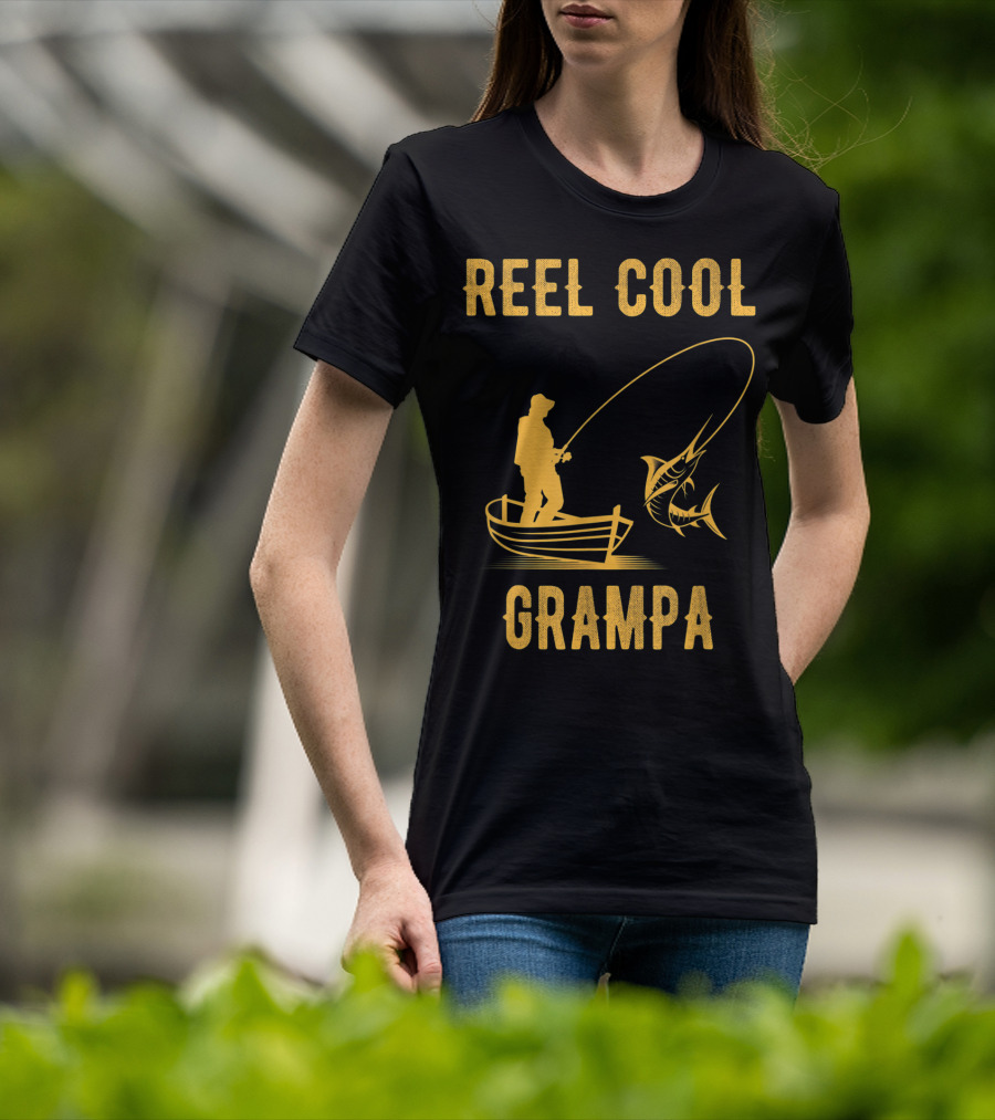 Reel Cool Grampa Fishing Boat And Catching Fish T-Shirt