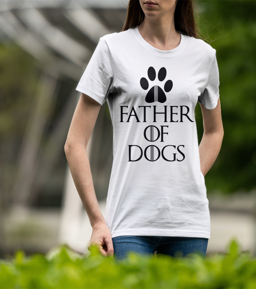 Mens Funny Dad Father Of Dogs Paw Print Iconic T-Shirt