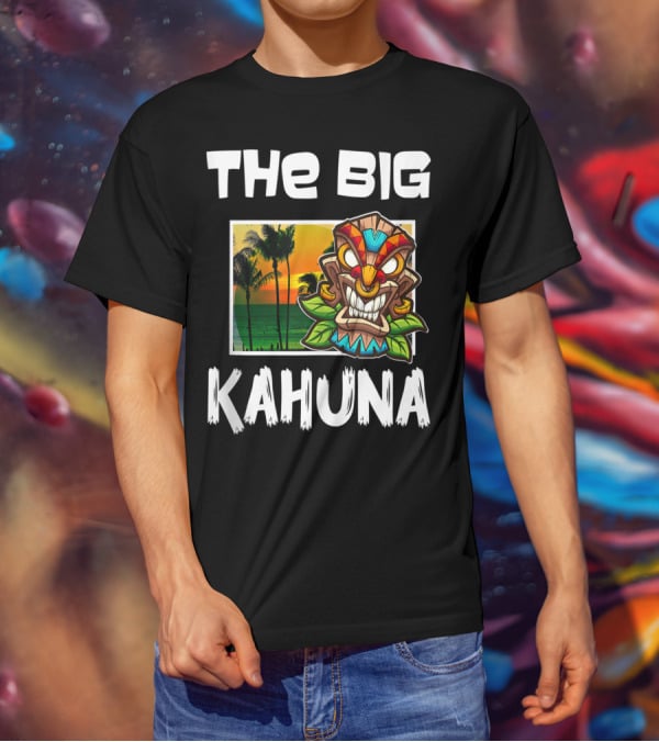 The Big Kahuna Tiki Bar Vibes Aloha Haw Palm Sunset Mask T-Shirt