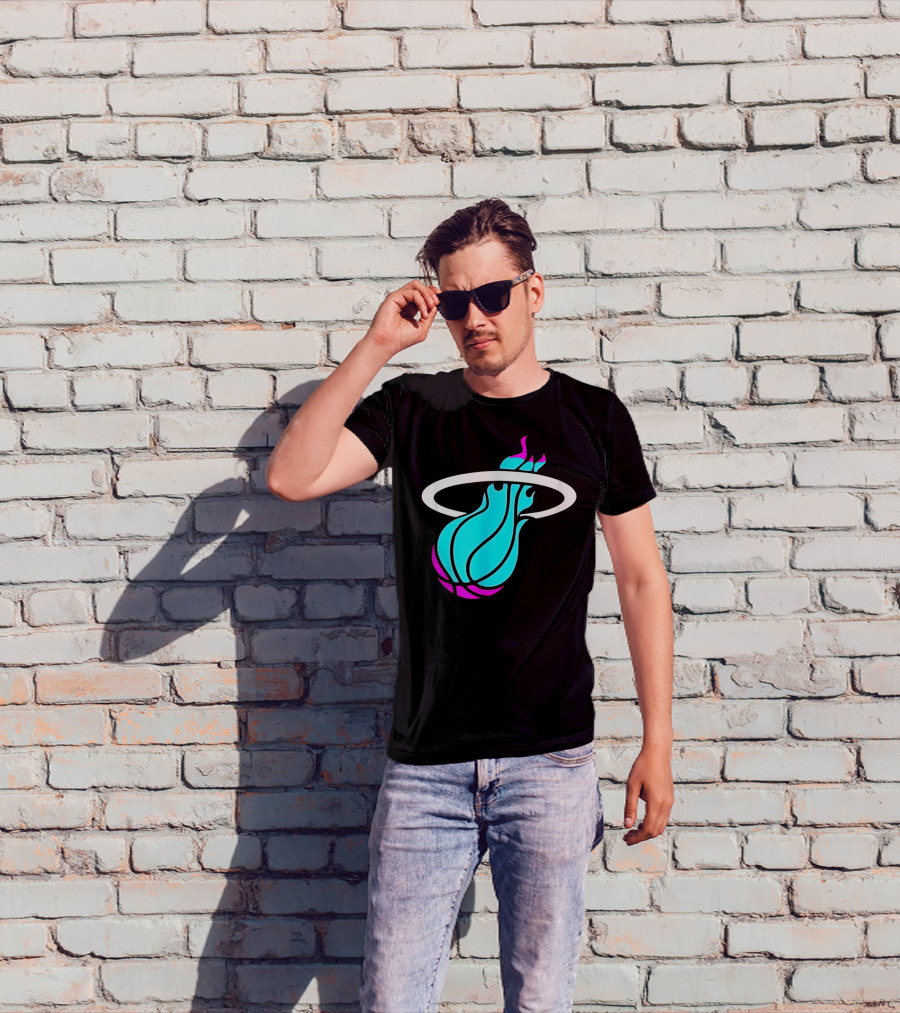 Miami Vices Heat Basketball Neon Flame T-Shirt