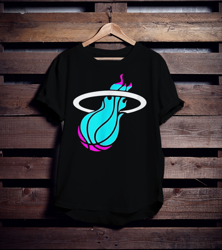 Miami Vices Heat Basketball Neon Flame T-Shirt