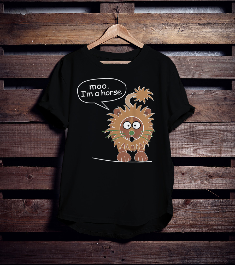 Moo I'm A Horse Cute Lion Illustration Sticker T-Shirt