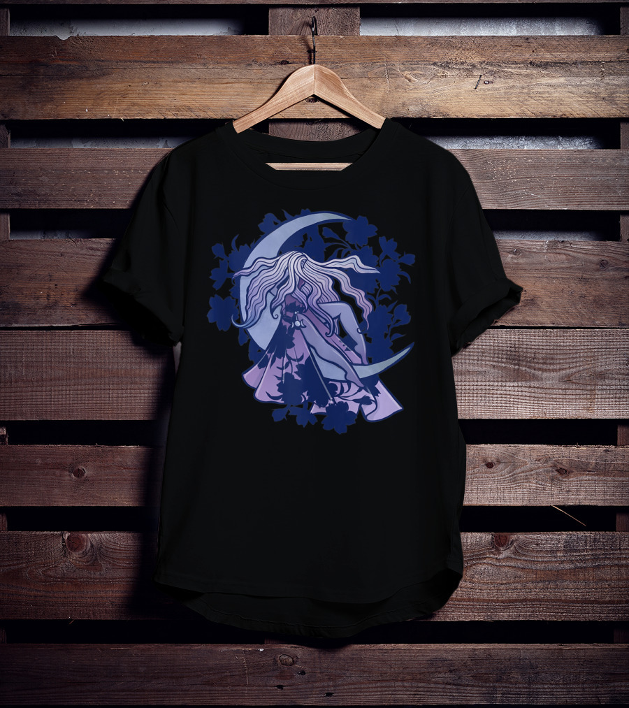 Moon Child Goddess Pagan Crescent Moon Floral T-Shirt