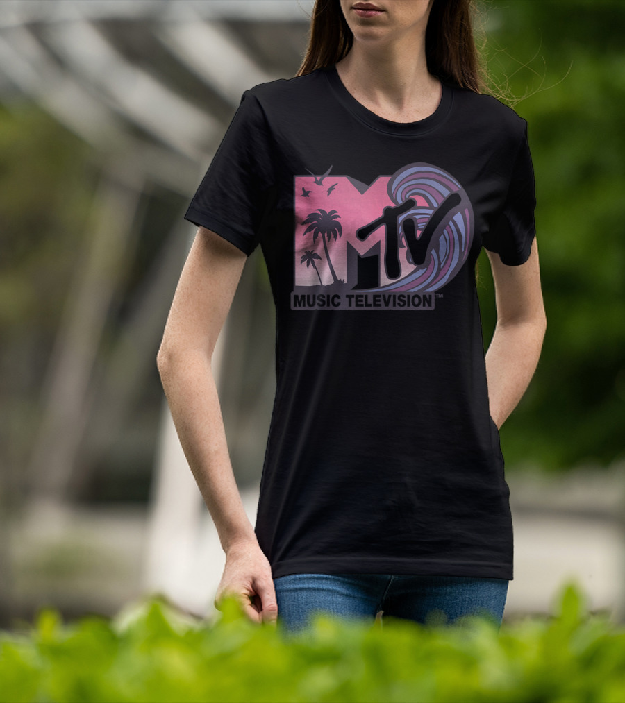 MTV Music Television Palm Trees And Waves T-Shirt