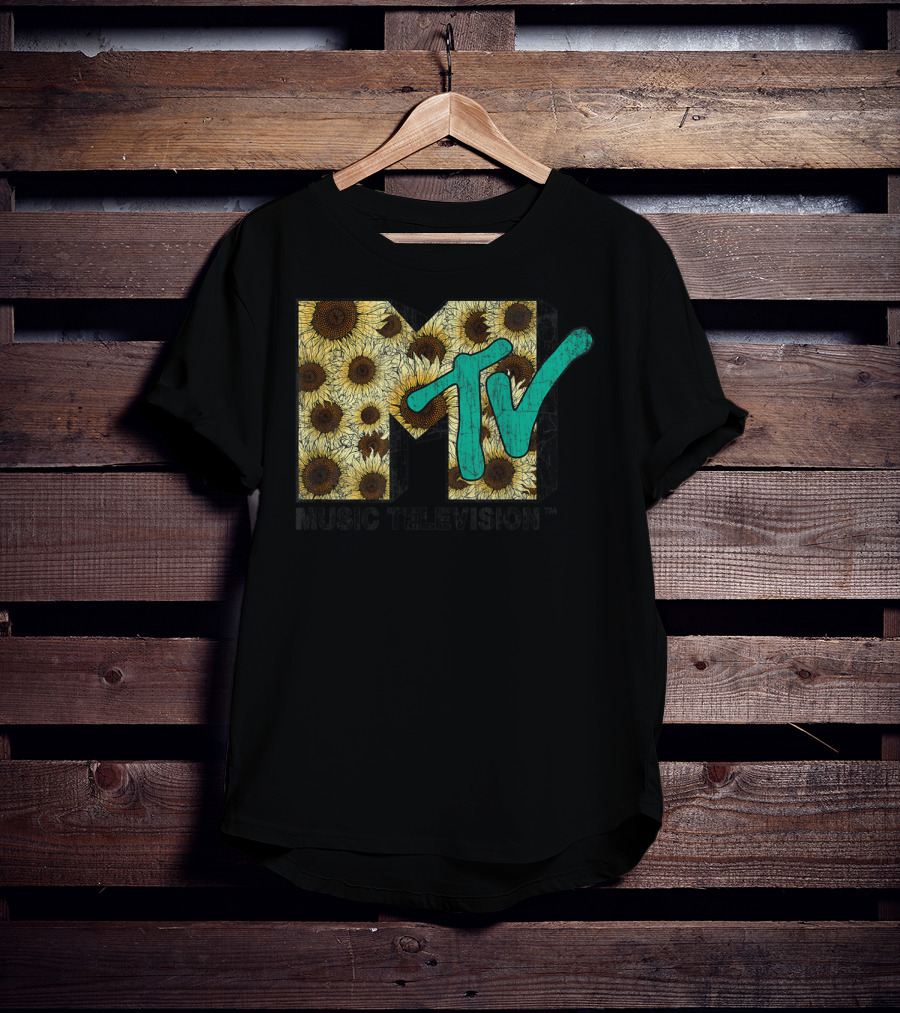 MTV Music Television Distressed Vintage Sunflower T-Shirt